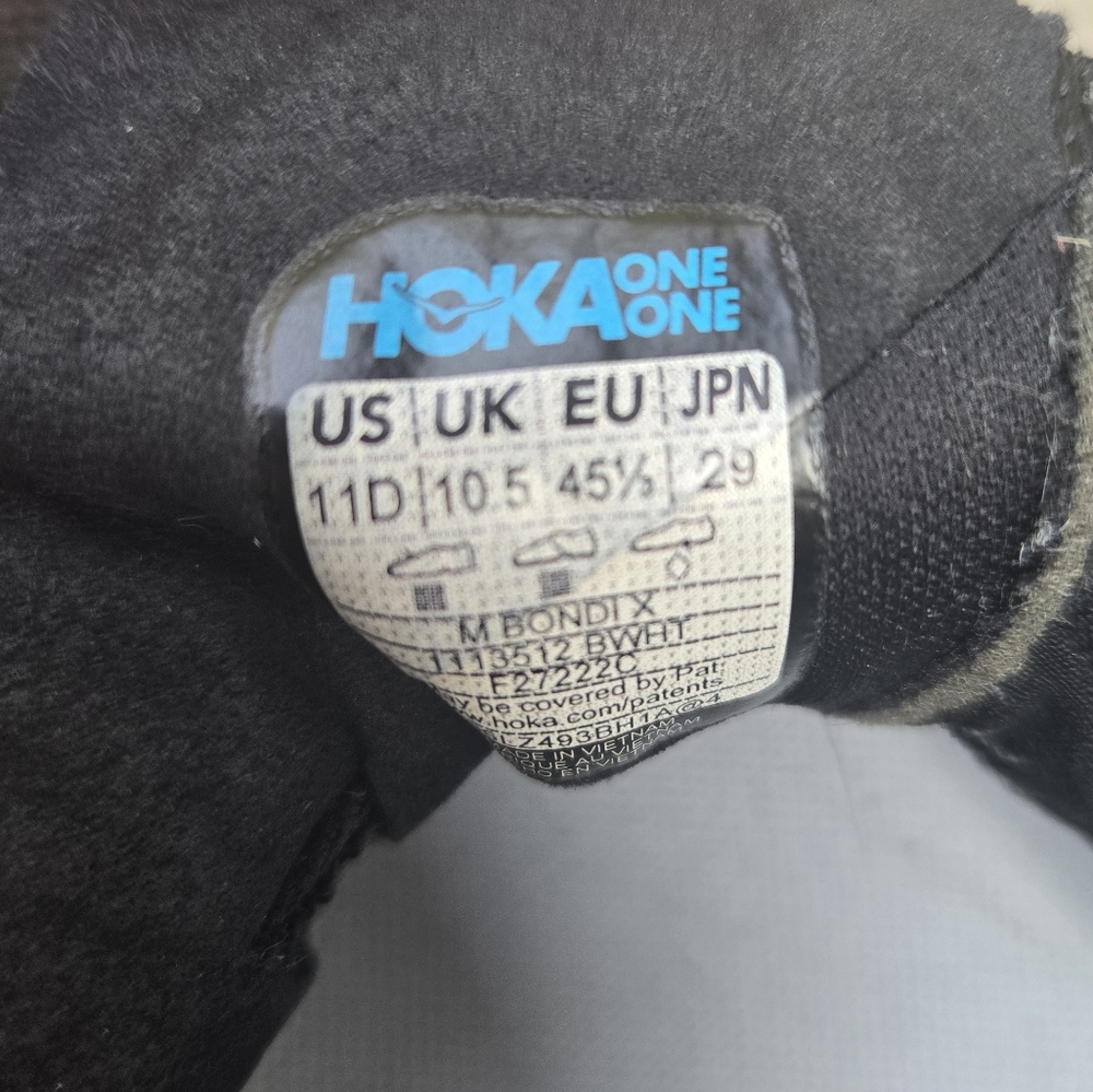 Hoka One One Bondi 8 Black and White Running Sneakers - Picture 6 of 8